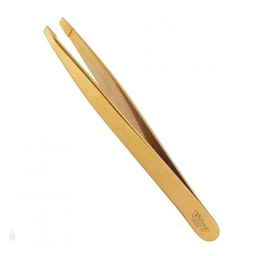 Vitry Prestige Stainless Steel Gold - Plated Tweezers - FrenchBeautyHub