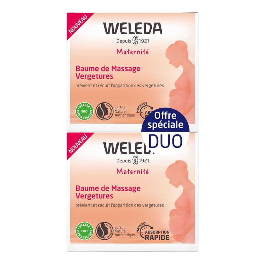 Weleda Maternity Stretch Mark Massage Balm 150ml x2 (5.07 fl oz) - Rapid Absorption - FrenchBeautyHub