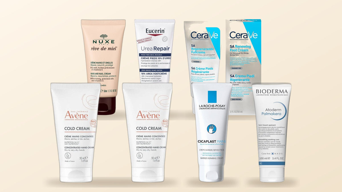 Winter hand creams and foot creams from Avène, Nuxe, La Roche-Posay, Eucerin and Bioderma