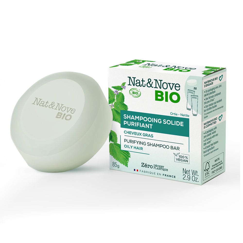 NAT&NOVE BIO Purifying Solid Shampoo for Oily Hair 85g (2.99 oz)