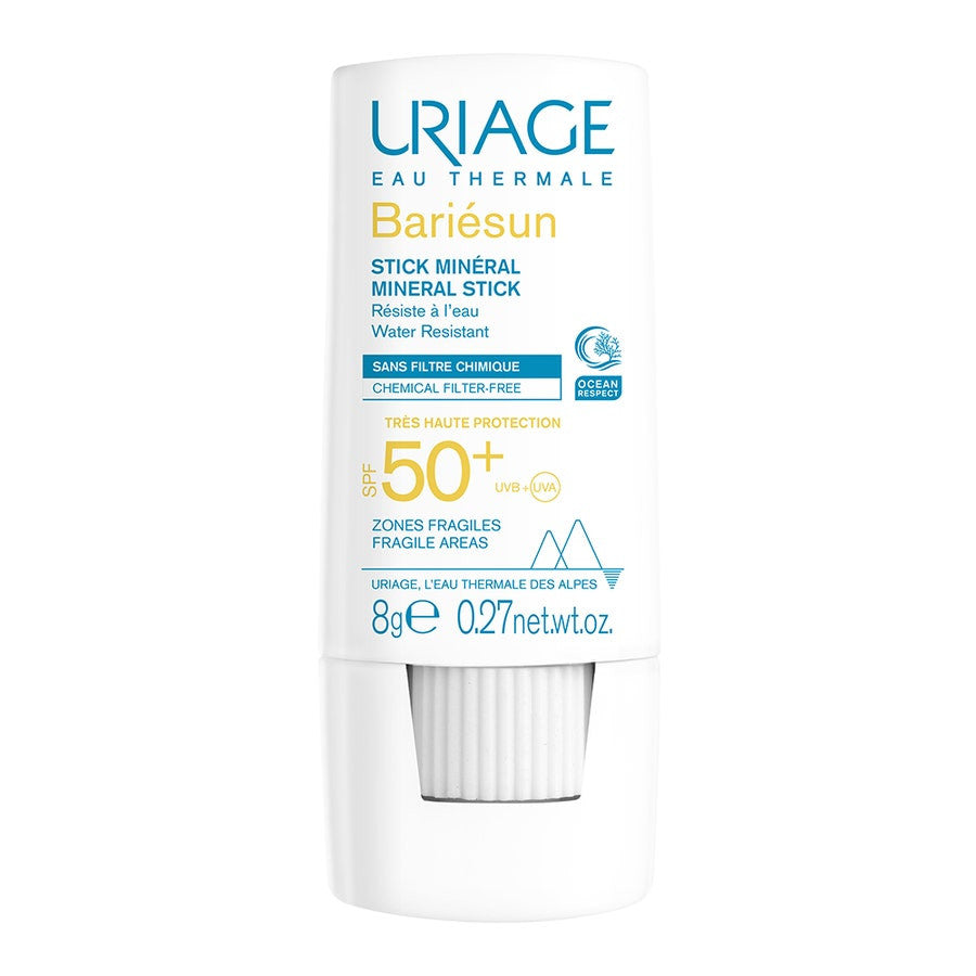 Uriage Bariésun SPF50+ Mineral Stick 8g (0.28oz) - Water-resistant Sun Protection for Fragile Skin Areas