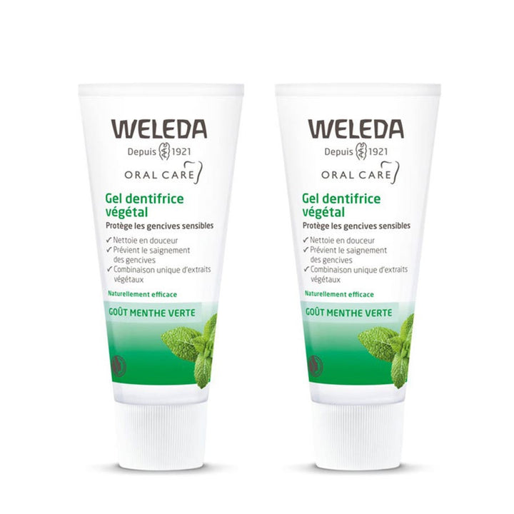 Weleda Plant معجون أسنان جل بنكهة النعناع الأخضر 75ml x2