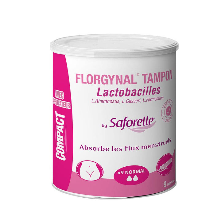 Saforelle Florgynal سدادات قطنية مع لاكتوباسيلوس للدورة الشهرية مدمجة عادية مع أداة إدخال X9