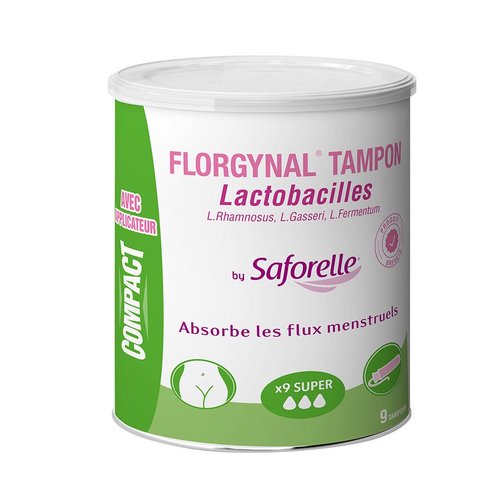 Saforelle Florgynal Tampons with Lactobacillus for menstruation Compact Super with Applicator X9