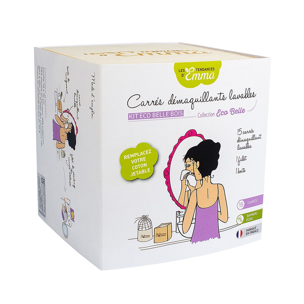Les Tendances D'Emma Eco Belle Organic Bamboo Ecru Wood X15 Makeup Removers Kit