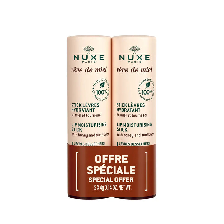 NUXE Rêve de Miel Lip Moisturizing Stick Duo with Honey and Sunflower 2x4g