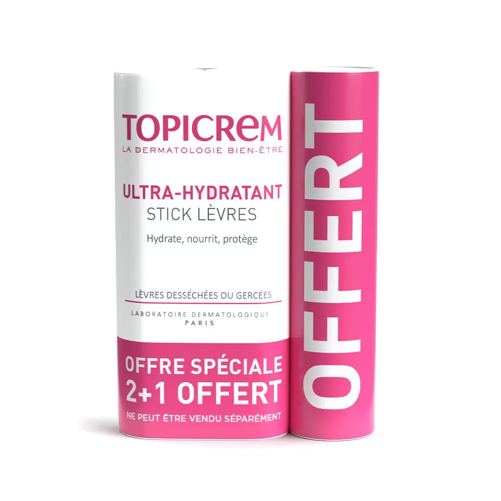 Topicrem Ultra-Hydrating Lip Balm 3x4g Including 1 Free Stick