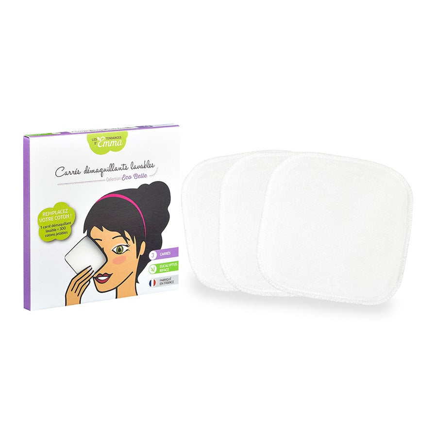 Les Tendances D'Emma Eucalyptus Washable Make-up Removers Squares Eco Belle x3