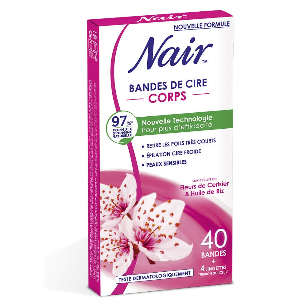 Nair Cherry flowers & rice oil cold wax Strips Legs x40