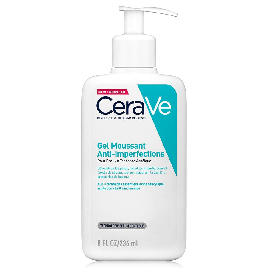 Gel moussant anti-imperfections Cerave pour le visage Peaux à imperfections et à tendance acnéique 236 ml (7,98 fl oz) 