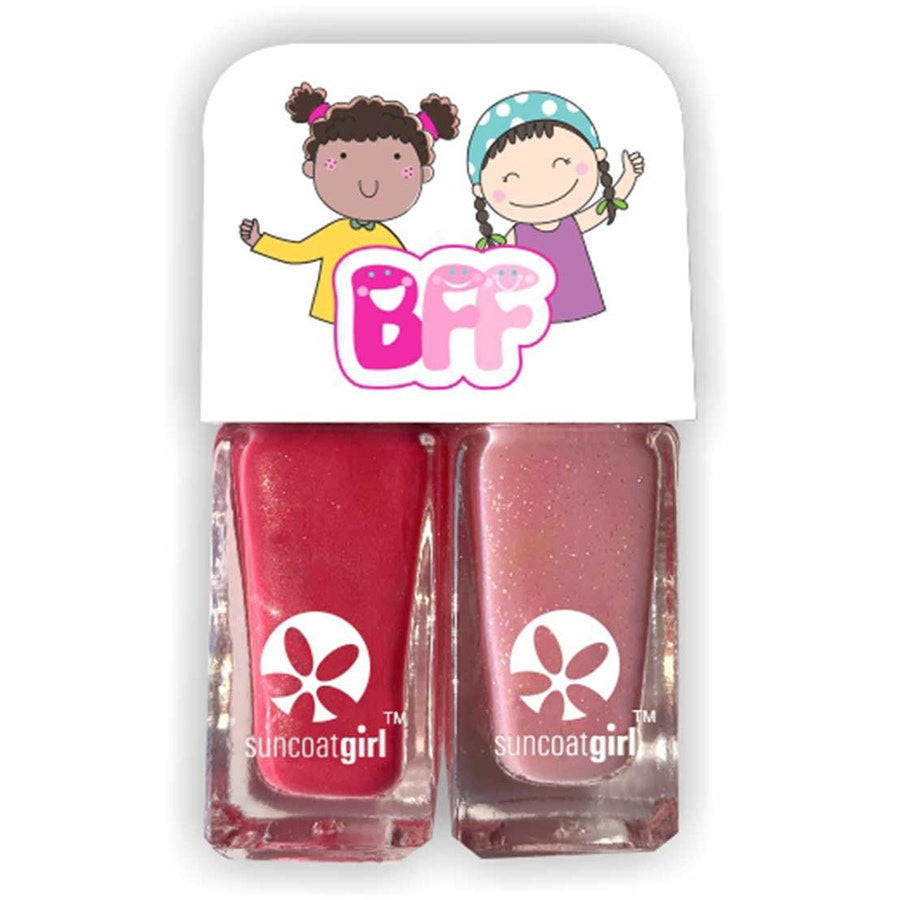 Suncoat Girl Sweeties Nail Polish Duo Bright Rose + Pale Glitter Pink 5ml x2 (0.16fl oz x2)