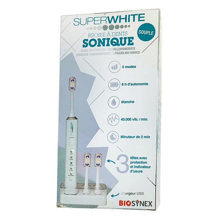 Superwhite WHITE soft Sonic toothbrush + 3 heads