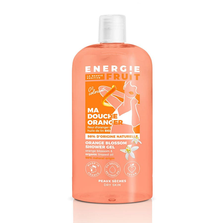 Gel douche Energie Fruit pH neutre Fleur d'oranger et huile de lin biologique 500 ml (16,90 fl oz) 