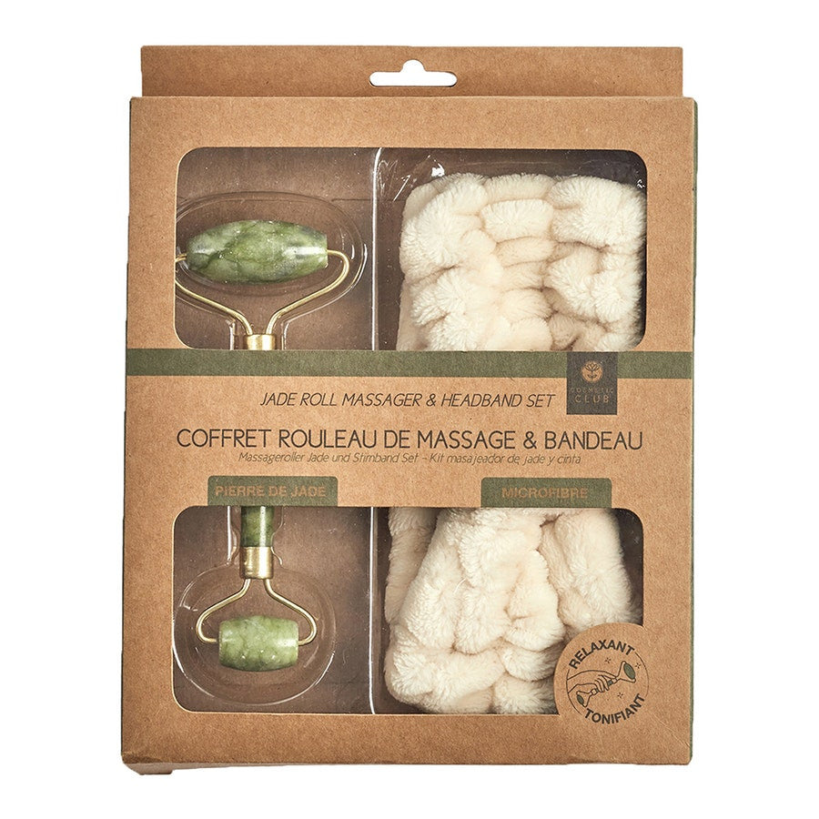 Le Comptoir Des Tendances Coffret Cadeau Masseur aux Pierres de Jade avec Bandeau de Maquillage 