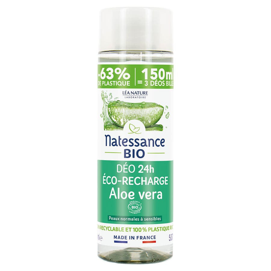 Natessance Eco recharge Déodorant Aloe Vera 24h peaux sensibles 1 50 ml (1,69 fl oz) 