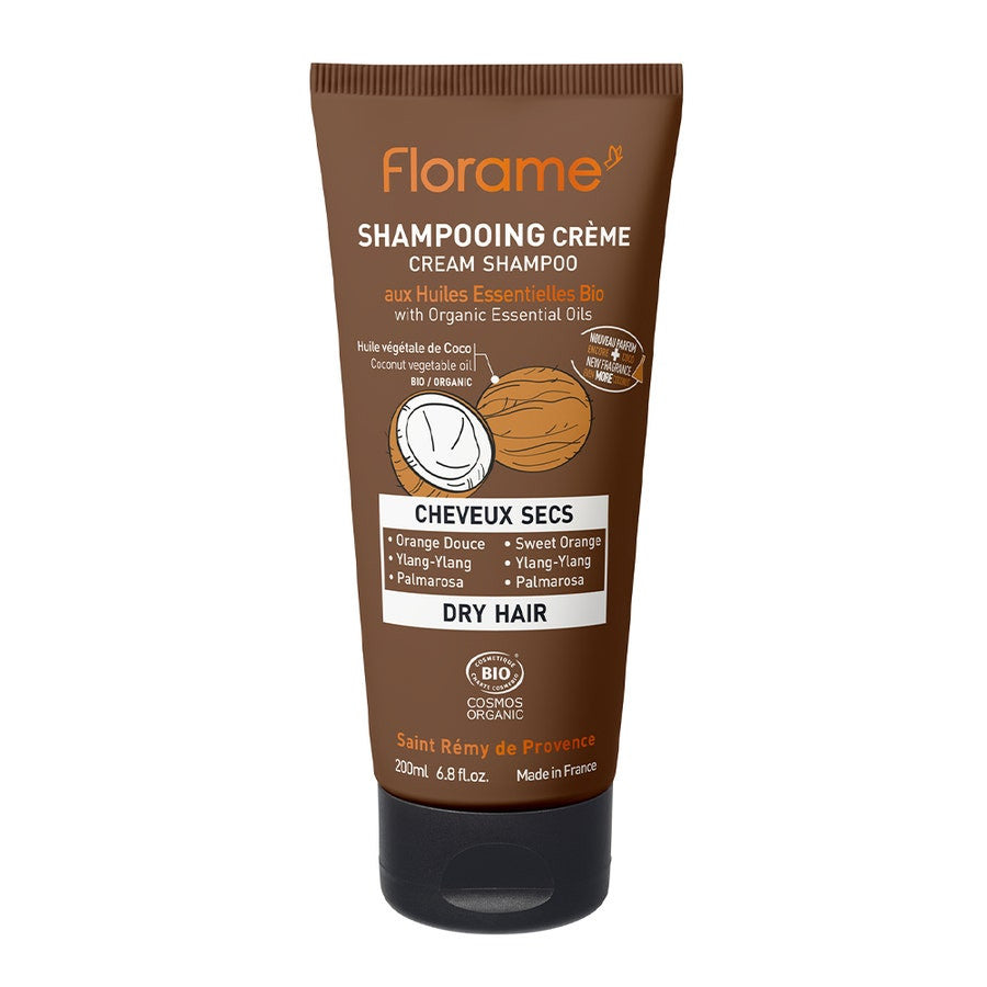 Shampoing crème cheveux secs Florame aux huiles essentielles Bioes 200 ml (6,76 fl oz) 