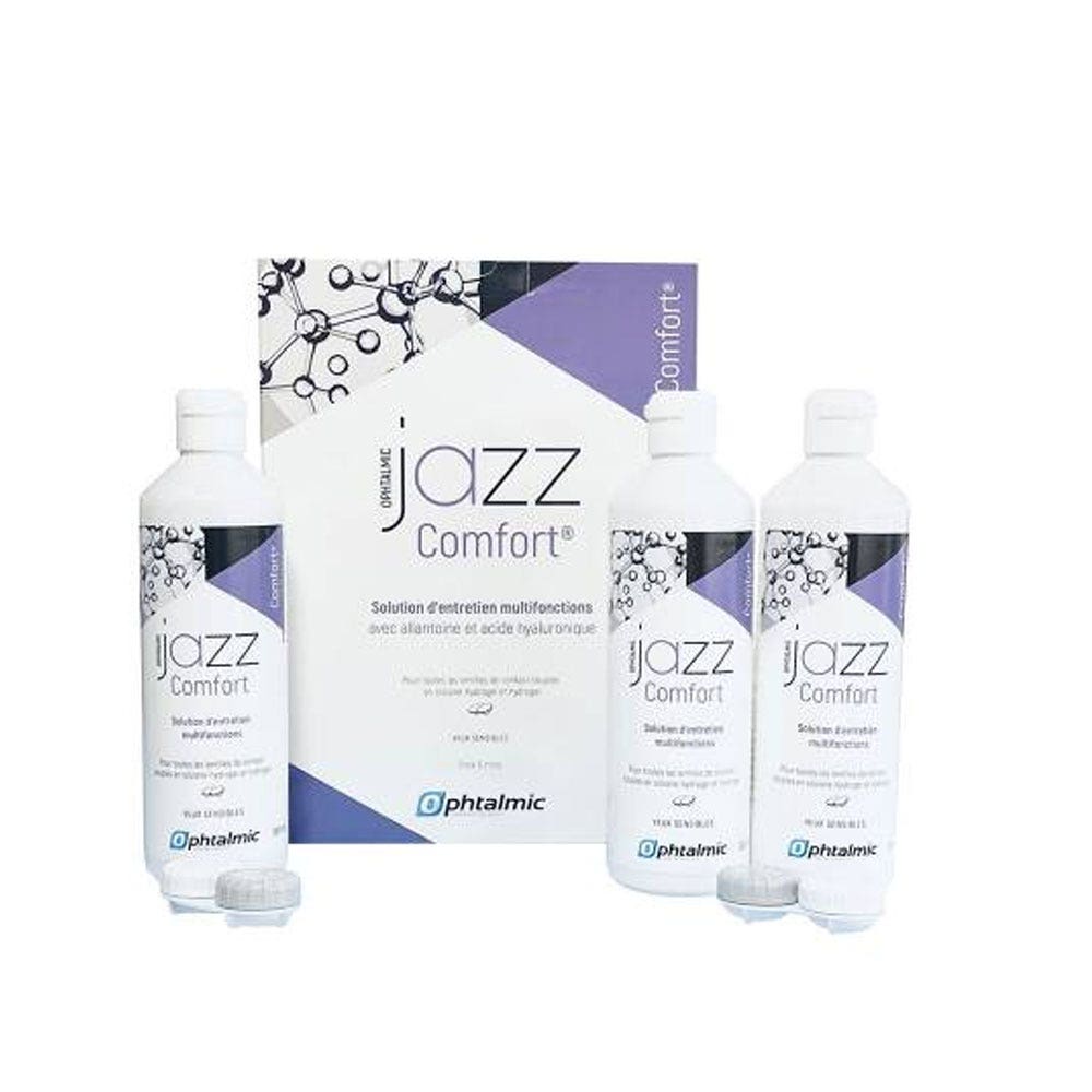 Ophtalmic Comfort Jazz Multi-purpose care solution for soft contact lenses Sensitive eyes 3x360ml (12.17fl oz)