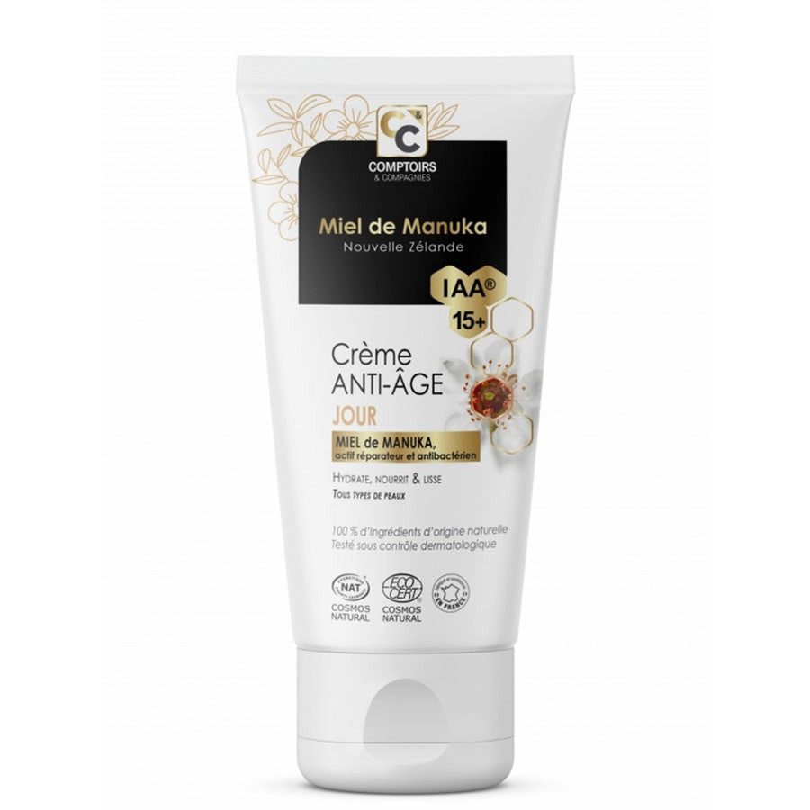 Comptoirs Et Compagnies Crème de Jour Anti-Âge Miel de Manuka IAA 15+ 50 ml (1,69 fl oz) 