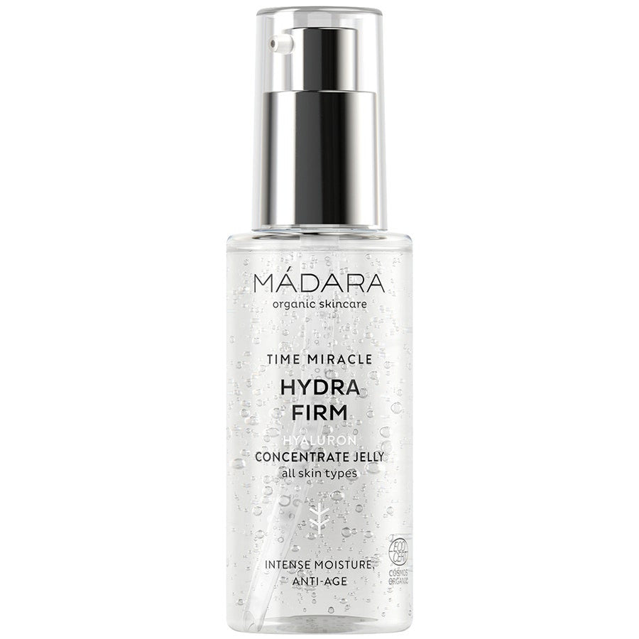 Gel concentré d'acide hyaluronique hydratant Time Miracle Hydra Firm de MADARA, soin bio, 75 ml 