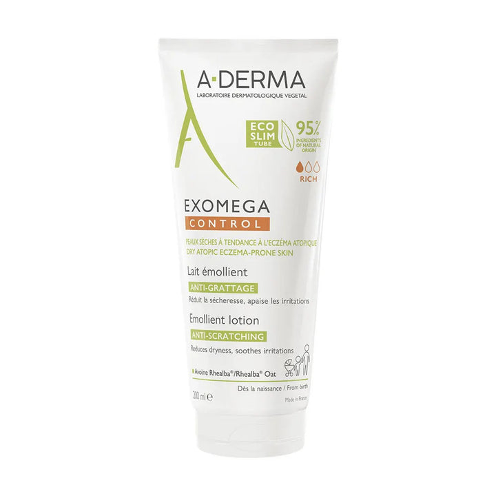 A-Derma Exomega Control Emollient Lotion for Dry Skin Prone to Atopy - 400 ml