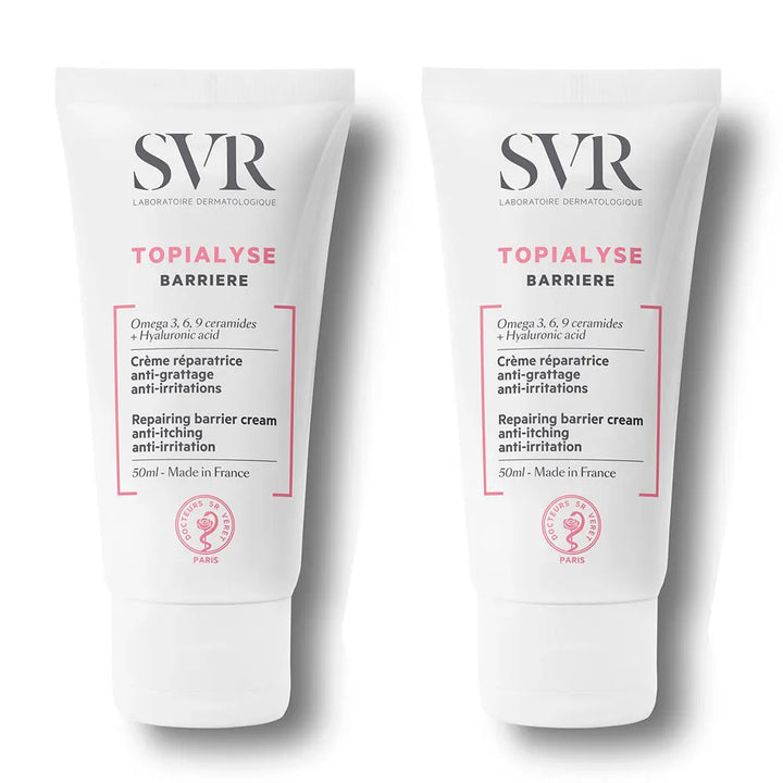 SVR Topialyse Repairing Barrier Cream with Omega 3, 6, 9 Ceramides and Hyaluronic Acid - 2x50ml