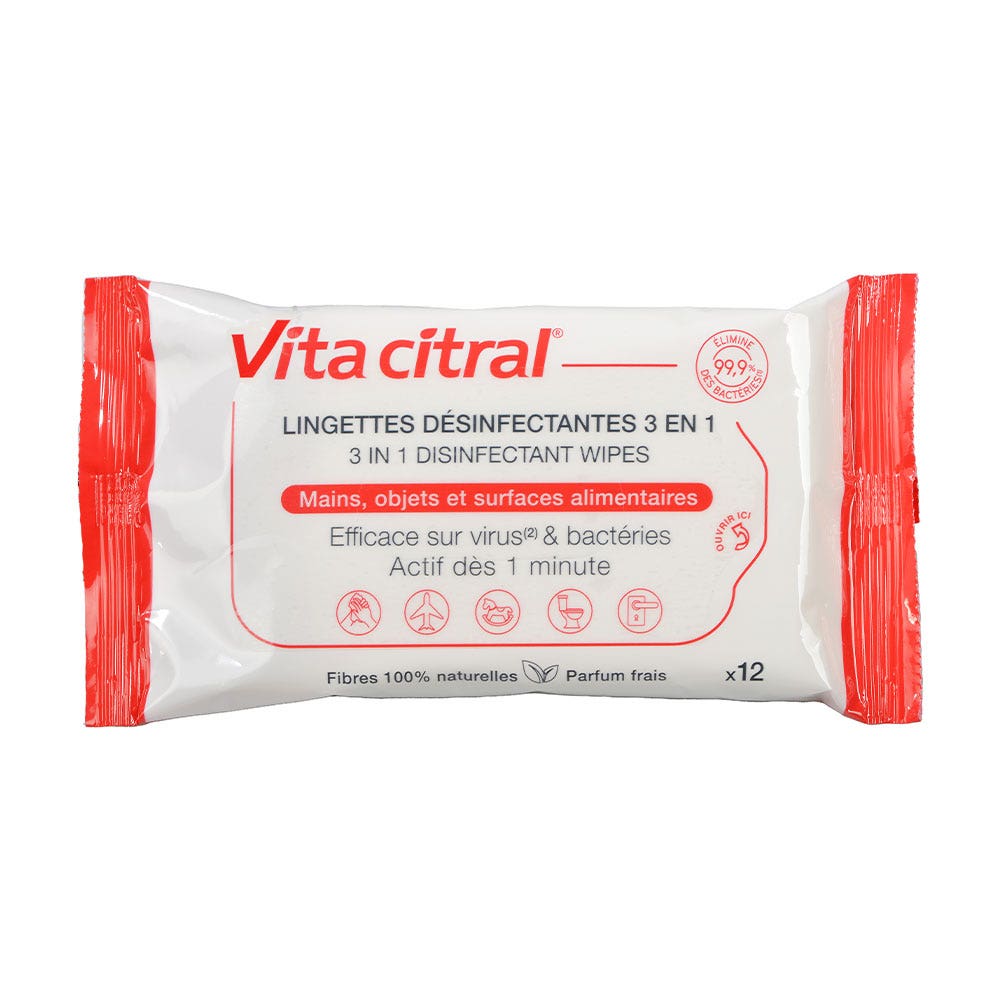 Vita Citral 3 in 1 Disinfecting Wipes x12
