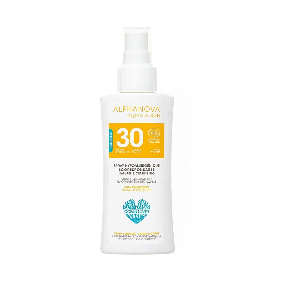 Alphanova Spray Solaire Bio SPF30 Visage &amp; Corps Format Voyage 90g 