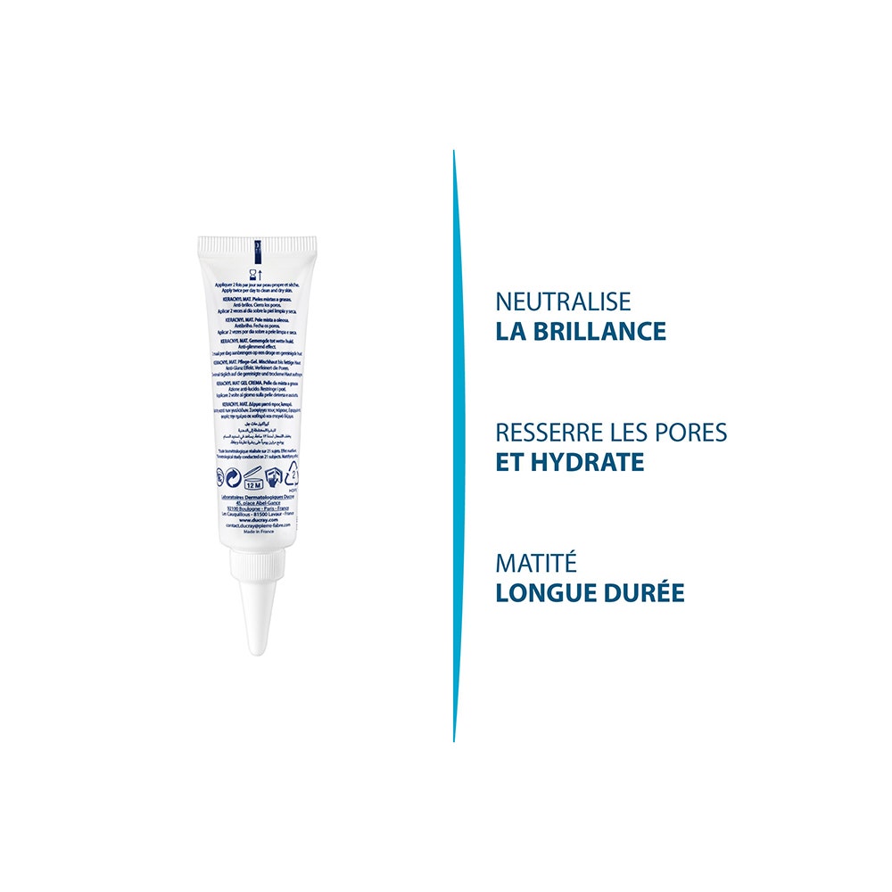 Ducray Keracnyl Mat Cream 30ml (1.01 fl oz) - Anti-Shine Matte Effect for Combination to Oily Skin
