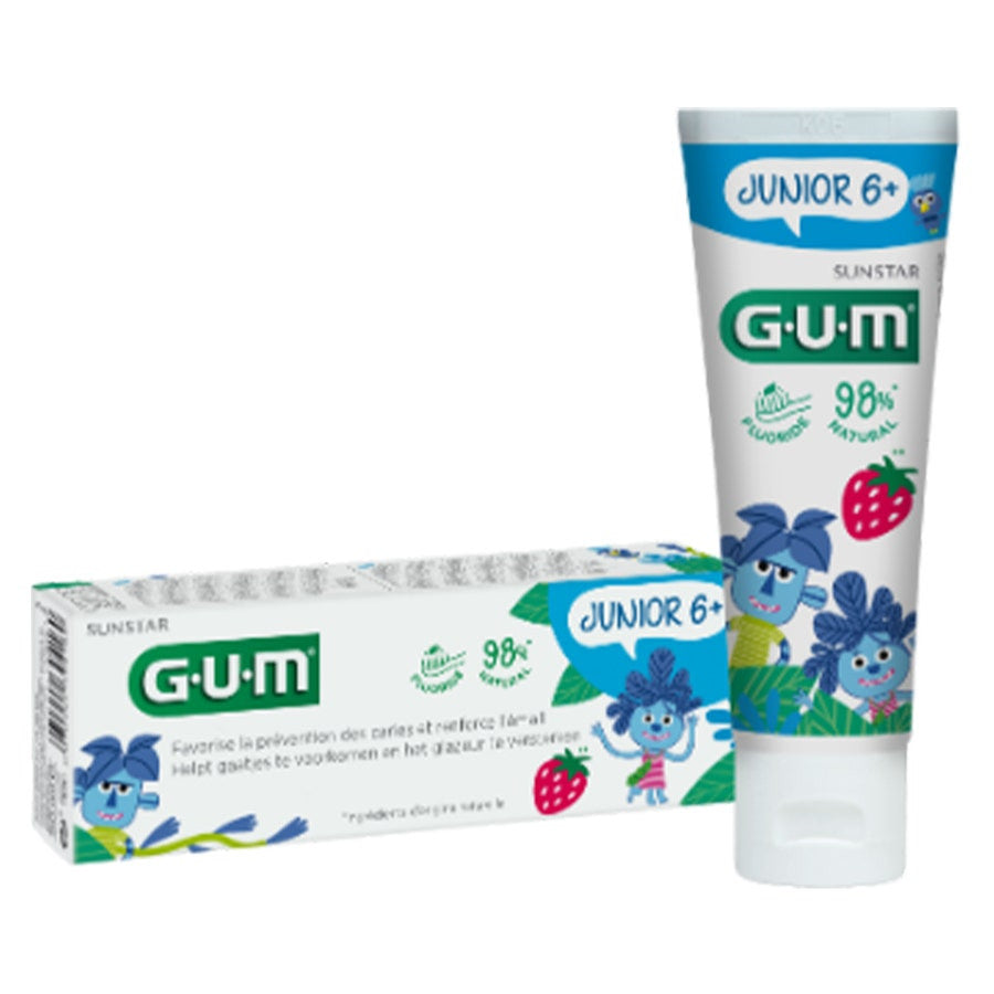 Dentifrice Gum Kids au fluorure et à l'isomalt, saveur fraise, 7-12 ans, 50 ml (1,69 fl oz) 