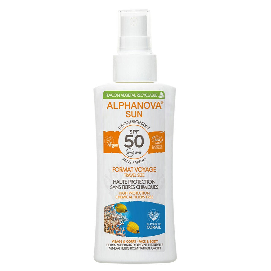 Spray solaire bio Alphanova SPF 50, format voyage, 90 g (3,17 oz) 