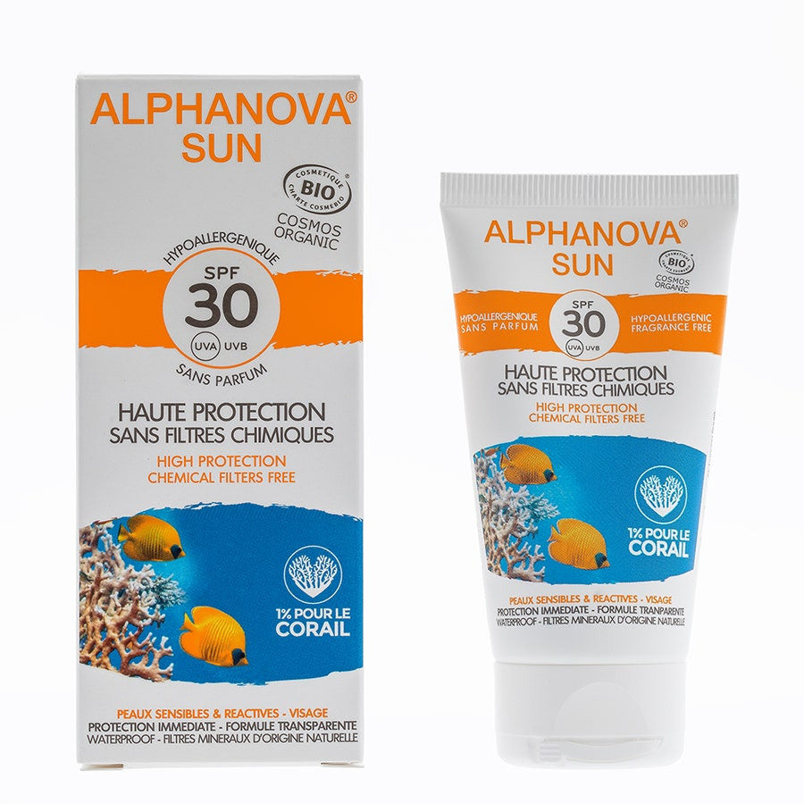 Alphanova Crème Solaire Visage Bio Hypoallergénique Haute Protection SPF 30 50 g (1,79 oz) 