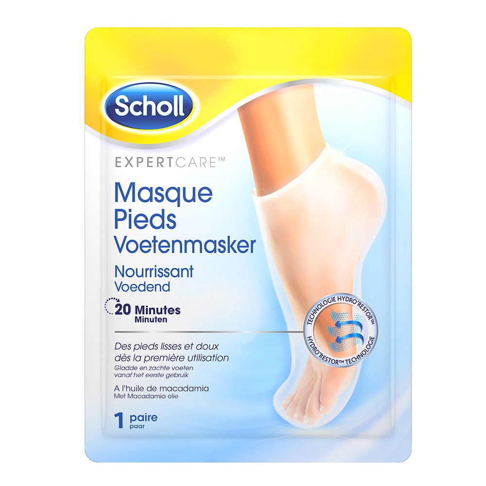 Scholl Foot Fabric Mask 1 Pair Nourishing à l'Huile de Macadamia 1 Paire