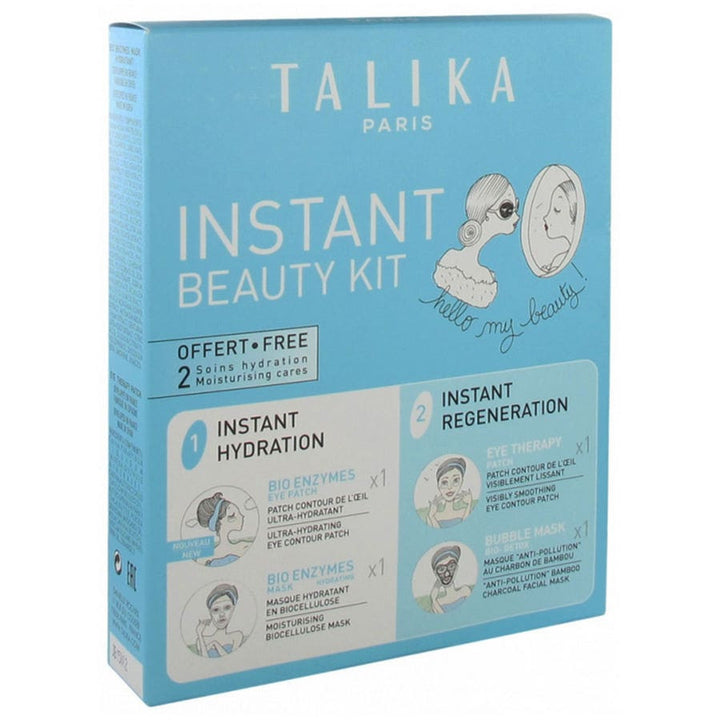 Talika Instant Beauty Kit with Bio Enzymes Hydrating Mask, Bubble Mask, Eye Therapy Patch & Eye Decompress 3ml