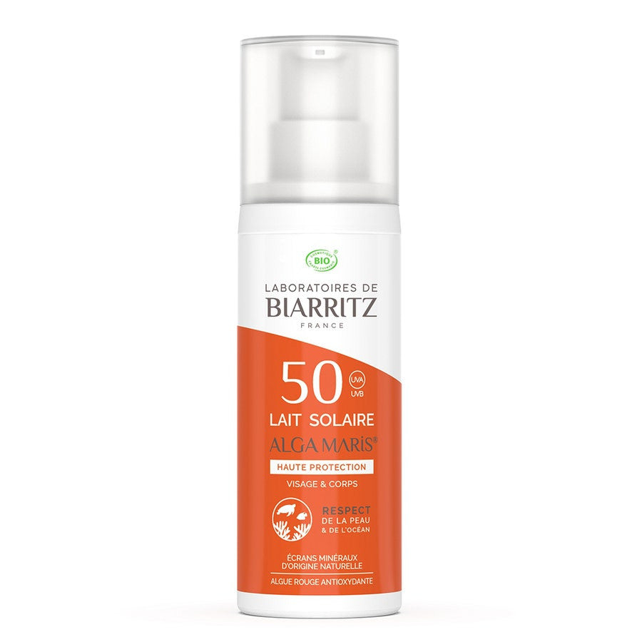 Laboratoires De Biarritz Solaire Algamaris Lait Solaire Bio Spf50 peaux sèches 100 ml 