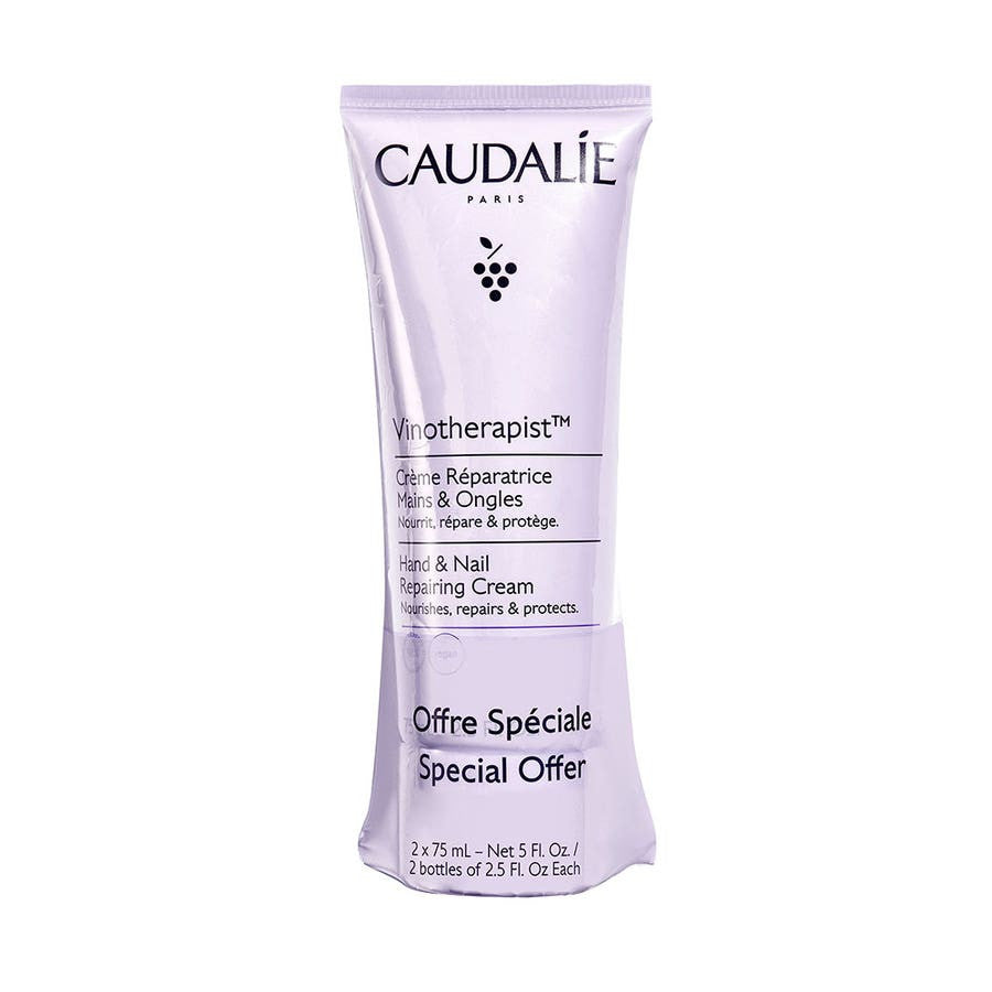 Caudalie Thé des Vignes Crème Réparatrice Mains et Ongles 75 ml x2 (2,53 fl oz x2) 