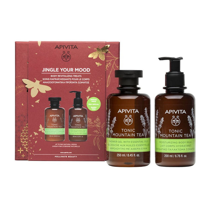 Coffret cadeau Apivita Uplift Your Mood avec gel douche et lait corporel hydratant 