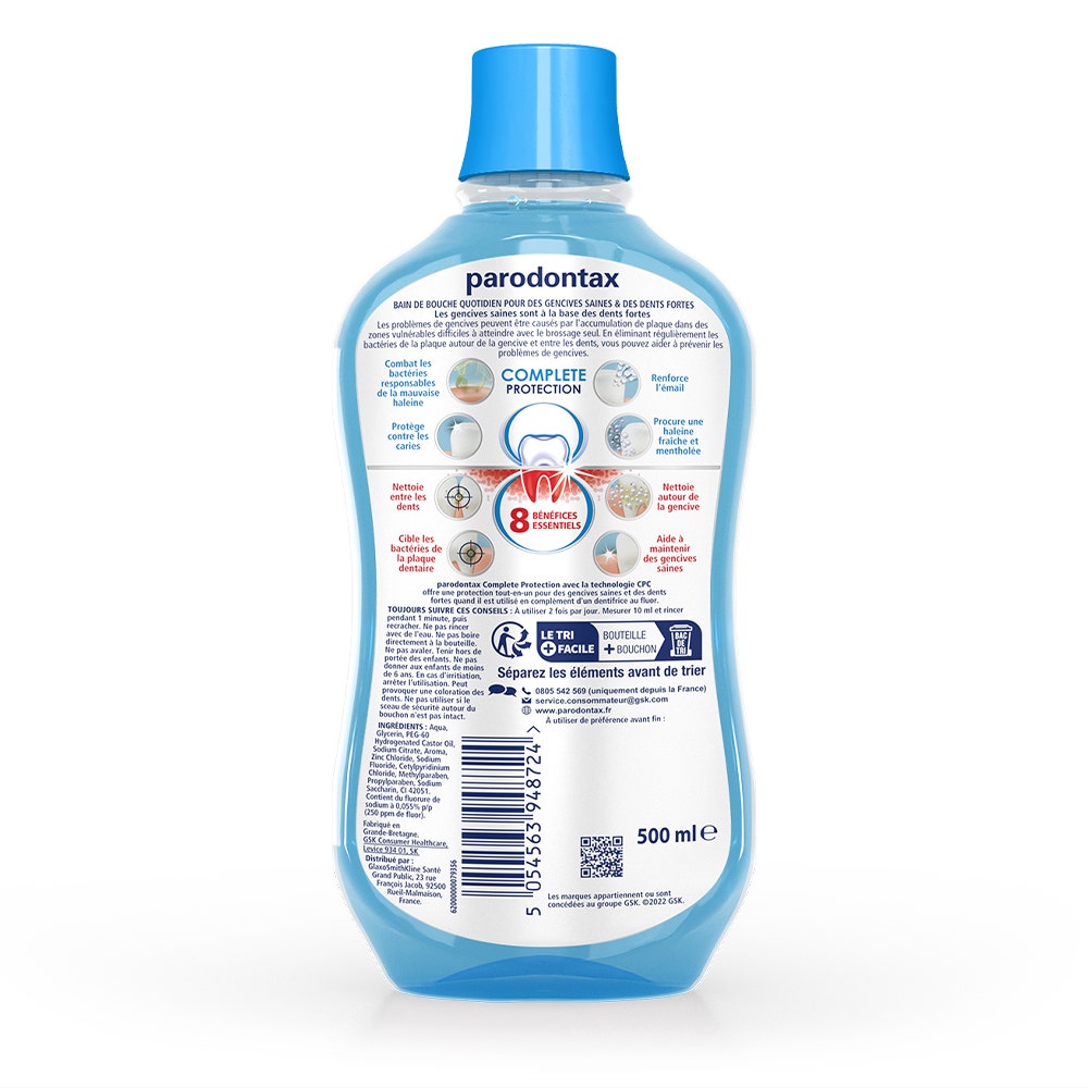 Parodontax Complete Protection Mouthwash alcohol-free fresh mint 500ml (16.91fl oz)