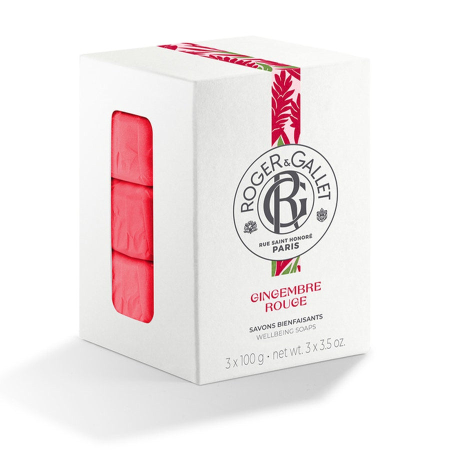 Roger &amp; Gallet Gingembre Rouge Savon Parfumé Gingembre Rouge Base Végétale 100g x3 (3,52 oz x3) 