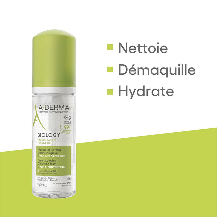 A-Derma Biology Organic Dermatology Cleansing Foam Hydra+ Protector 150ml (5.07fl oz)