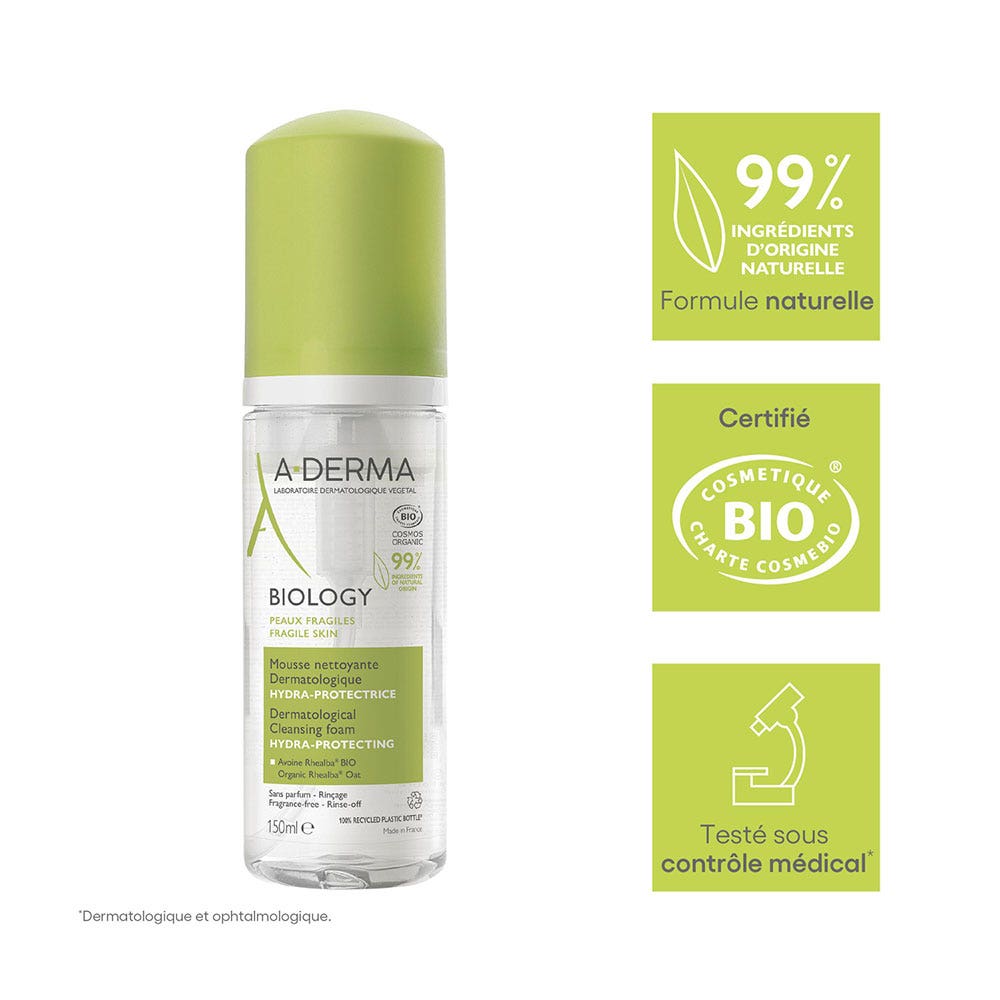 A-Derma Biology Organic Dermatology Cleansing Foam Hydra+ Protector 150ml (5.07fl oz)