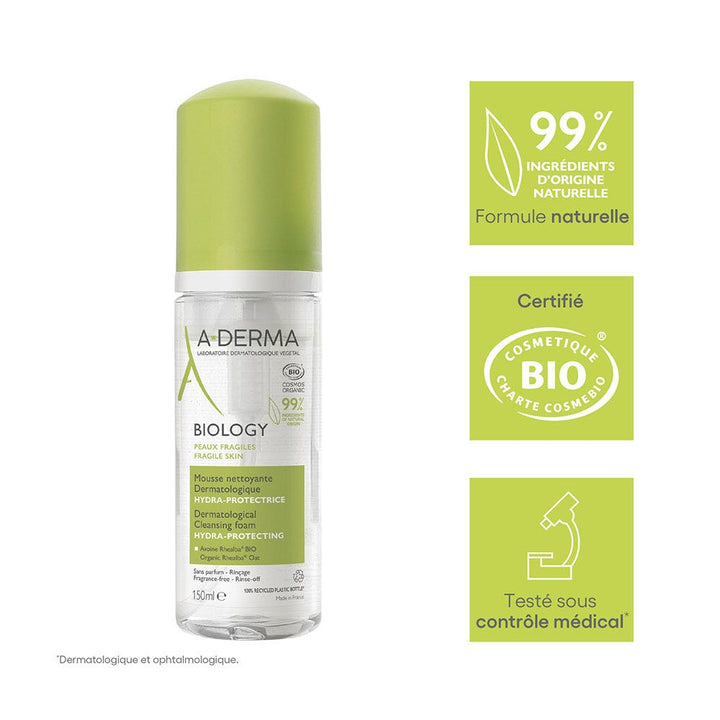 A-Derma Biology Organic Dermatology Cleansing Foam Hydra+ Protector 150ml (5.07fl oz)