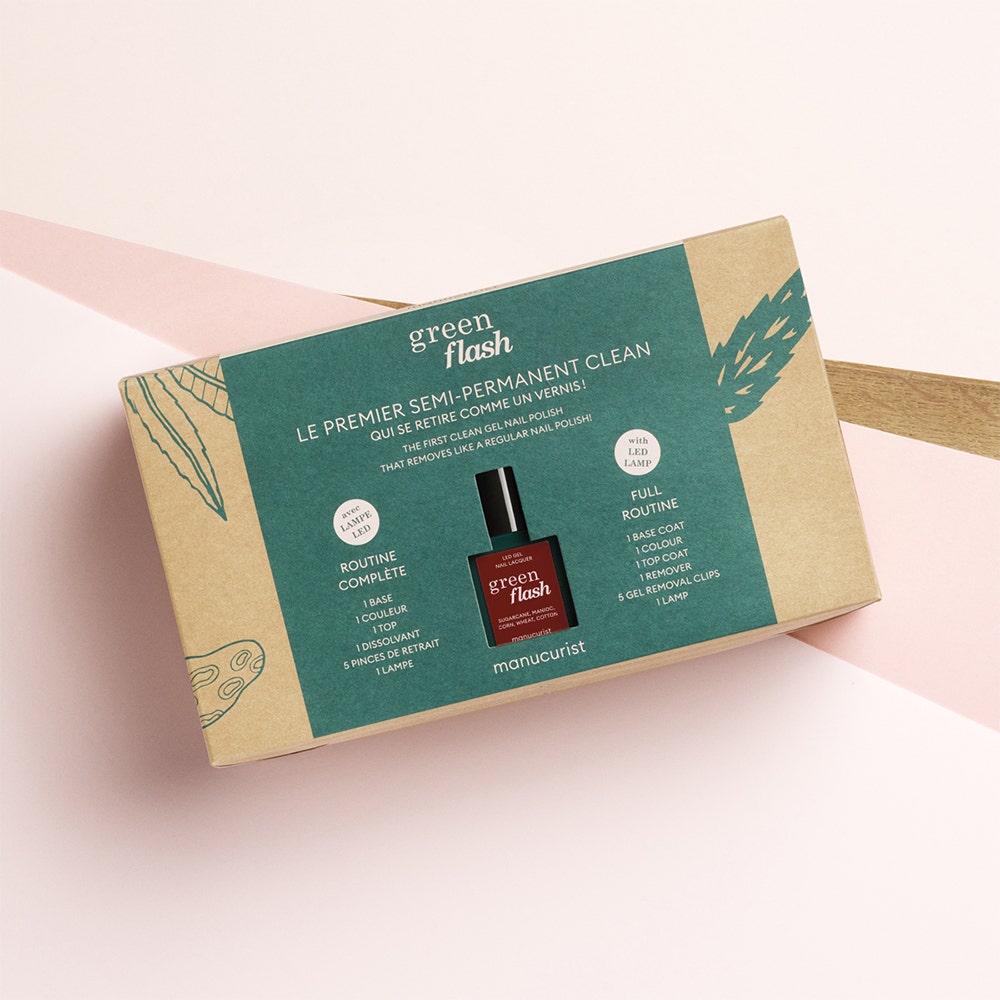 Manucurist Green Flash LED Varnish Giftbox Dark Pansy