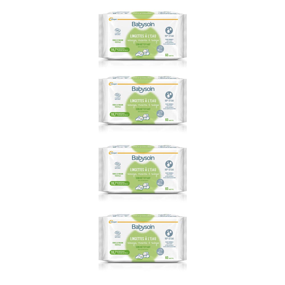 Babysoin Organic Water Wipes From Birth 4x60
