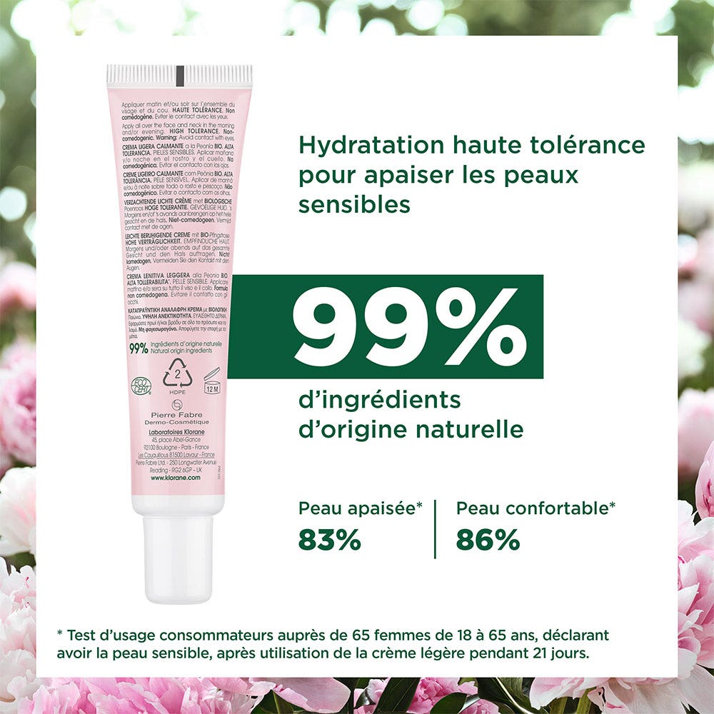 Klorane Peony Bioes Soothing Light Cream Sensitive Skin 40ml (1.35fl oz)