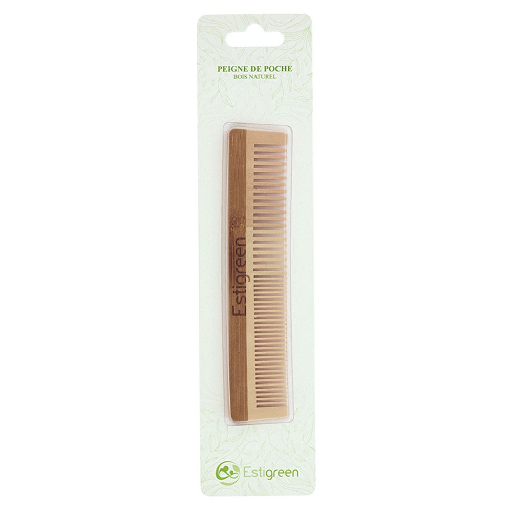 Estipharm Natural Wood Pocket Comb Dents Larges