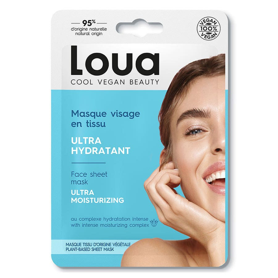 Masque visage en tissu ultra-hydratant pour peaux sèches LOUA - 1 unité 