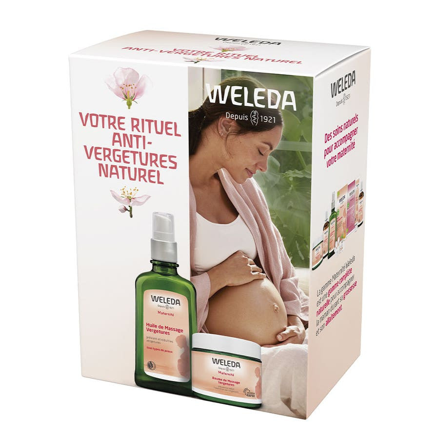 Coffrets cadeaux Rituel Vergetures Maternité Weleda Huile et Baume 