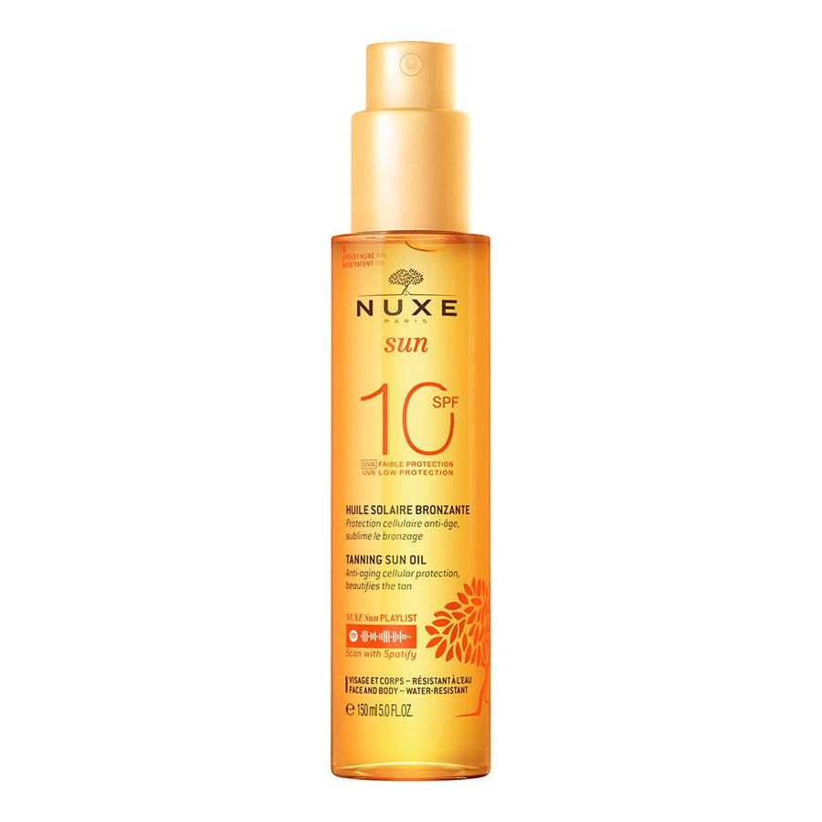 Huile bronzante visage et corps NUXE Sun faible protection SPF 10 150 ml 