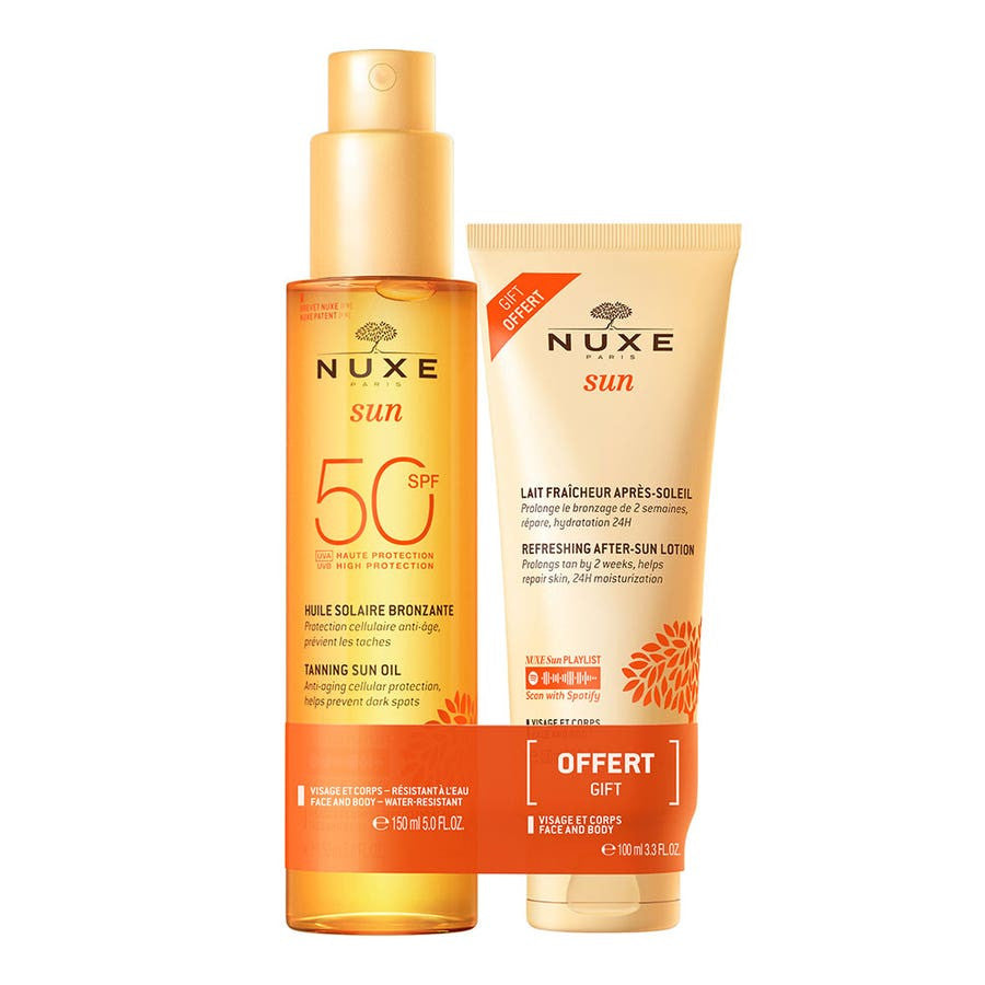 Huile Solaire Bronzante SPF50 Nuxe Sun + Lait Après-Soleil Rafraîchissant Nuxe Sun 