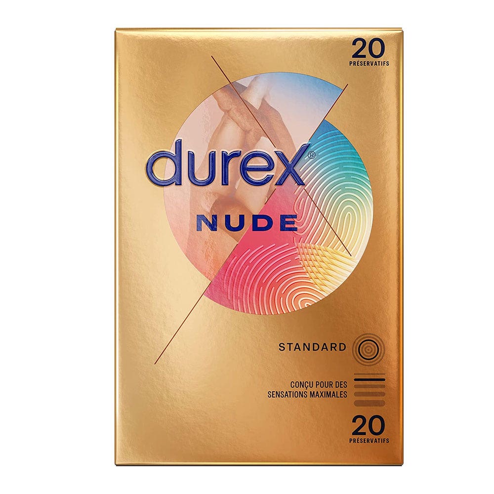 Durex Nude Préservatifs Latex - Sensation Peau contre Peau Standard x16
